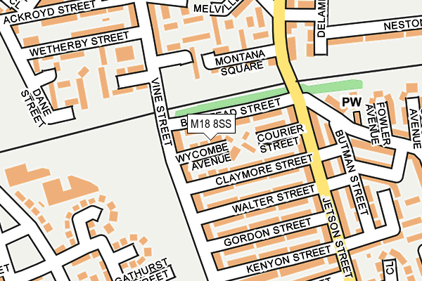 M18 8SS map - OS OpenMap – Local (Ordnance Survey)