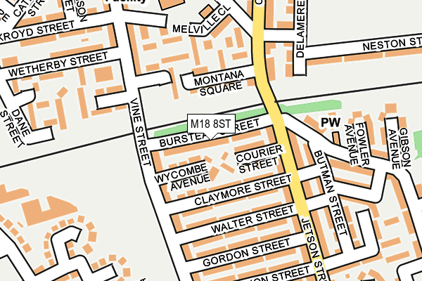 M18 8ST map - OS OpenMap – Local (Ordnance Survey)