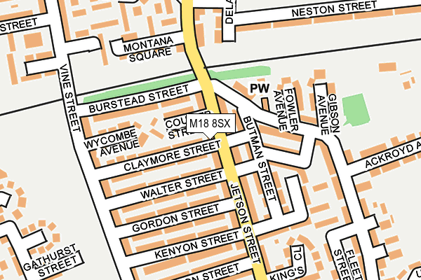 M18 8SX map - OS OpenMap – Local (Ordnance Survey)