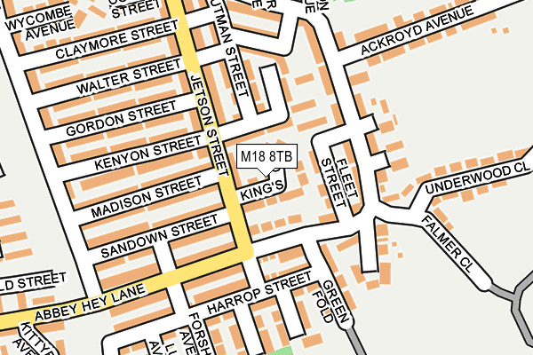 M18 8TB map - OS OpenMap – Local (Ordnance Survey)