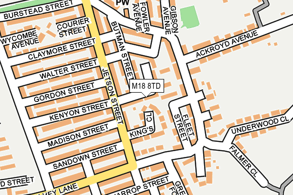 M18 8TD map - OS OpenMap – Local (Ordnance Survey)