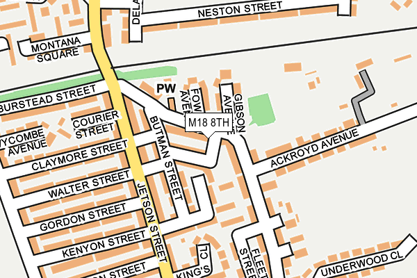 M18 8TH map - OS OpenMap – Local (Ordnance Survey)