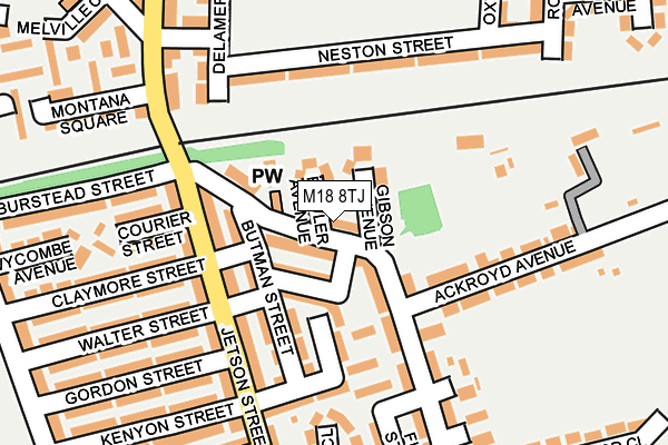 M18 8TJ map - OS OpenMap – Local (Ordnance Survey)