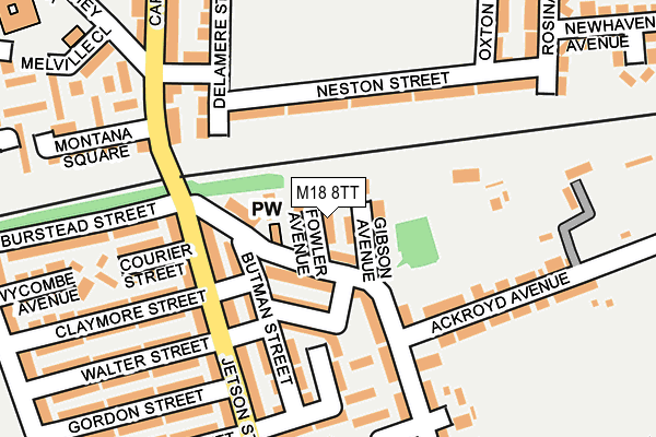 M18 8TT map - OS OpenMap – Local (Ordnance Survey)