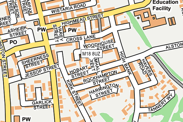 M18 8UZ map - OS OpenMap – Local (Ordnance Survey)