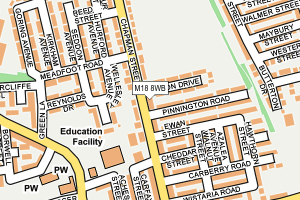 M18 8WB map - OS OpenMap – Local (Ordnance Survey)