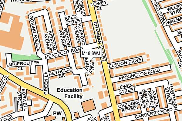 M18 8WJ map - OS OpenMap – Local (Ordnance Survey)