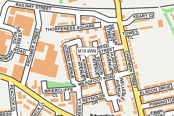 M18 8WN map - OS OpenMap – Local (Ordnance Survey)