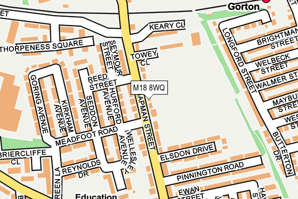 M18 8WQ map - OS OpenMap – Local (Ordnance Survey)