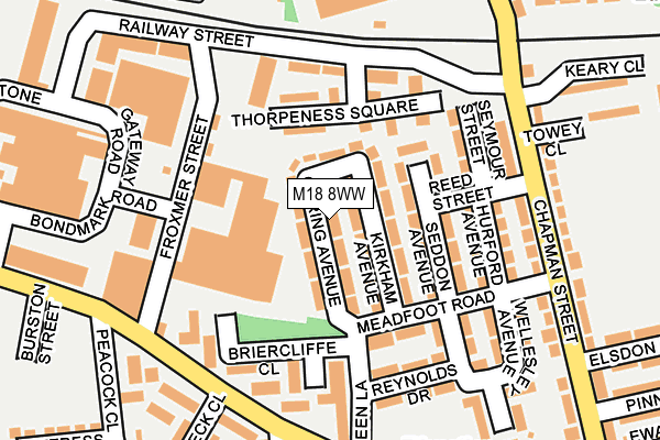 M18 8WW map - OS OpenMap – Local (Ordnance Survey)