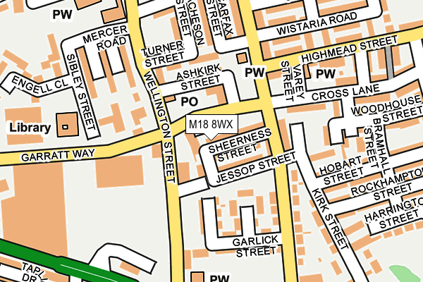 M18 8WX map - OS OpenMap – Local (Ordnance Survey)