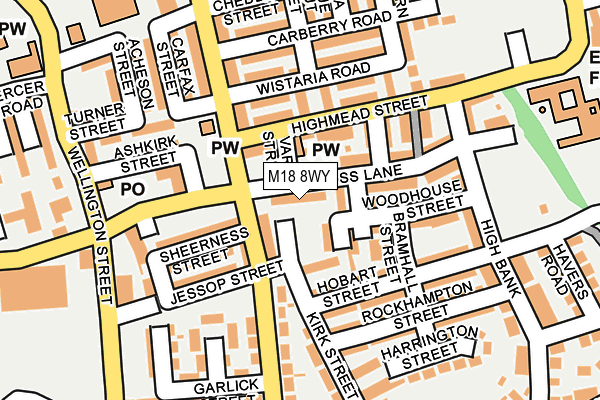 M18 8WY map - OS OpenMap – Local (Ordnance Survey)