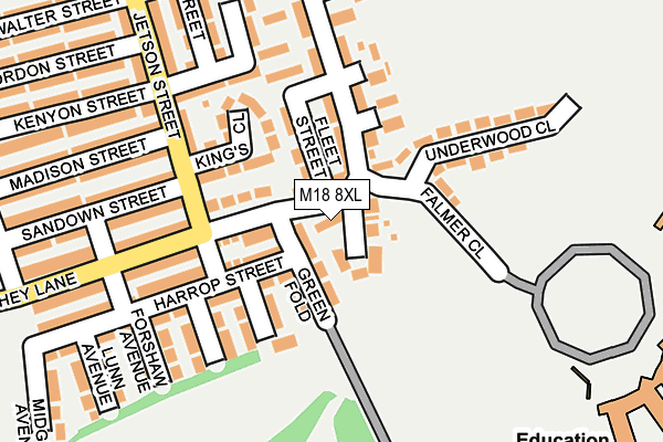 M18 8XL map - OS OpenMap – Local (Ordnance Survey)