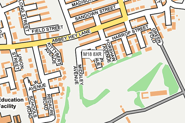 M18 8XR map - OS OpenMap – Local (Ordnance Survey)