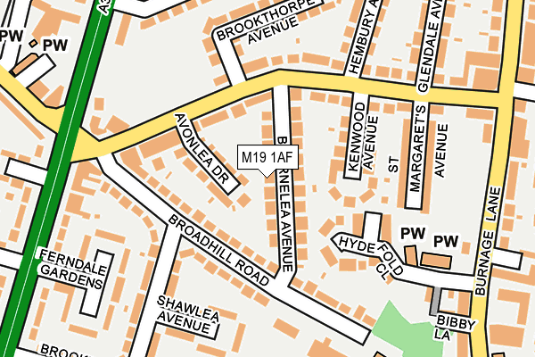 M19 1AF map - OS OpenMap – Local (Ordnance Survey)