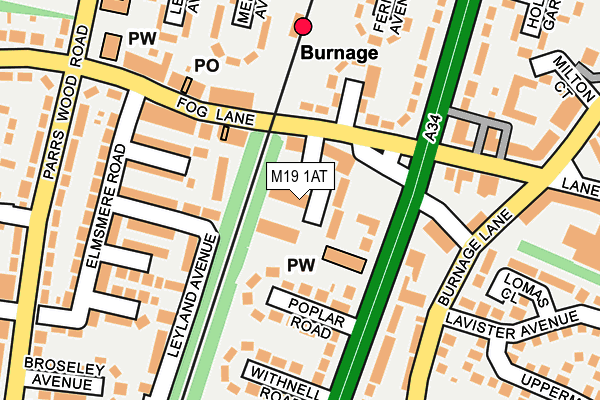M19 1AT map - OS OpenMap – Local (Ordnance Survey)