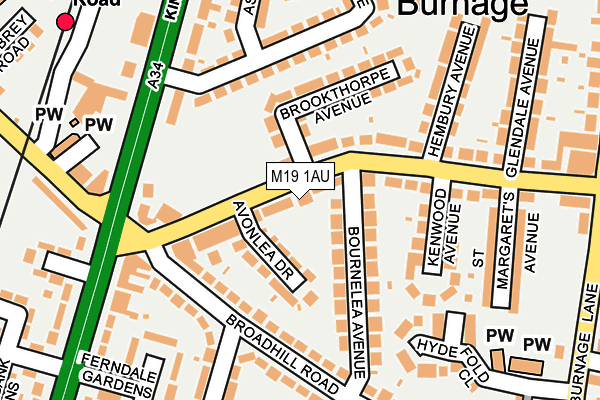 M19 1AU map - OS OpenMap – Local (Ordnance Survey)