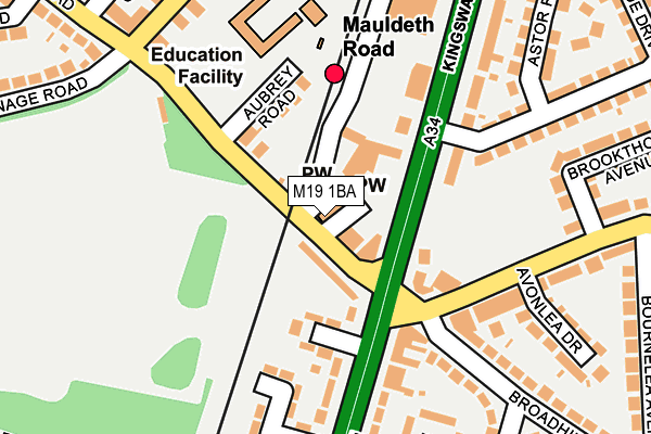 M19 1BA map - OS OpenMap – Local (Ordnance Survey)