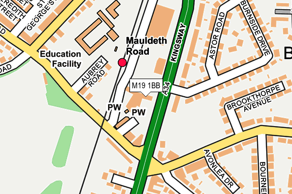 M19 1BB map - OS OpenMap – Local (Ordnance Survey)