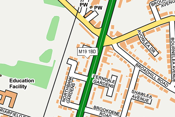 M19 1BD map - OS OpenMap – Local (Ordnance Survey)