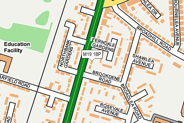 M19 1BP map - OS OpenMap – Local (Ordnance Survey)