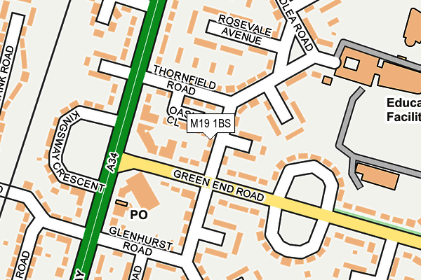 M19 1BS map - OS OpenMap – Local (Ordnance Survey)