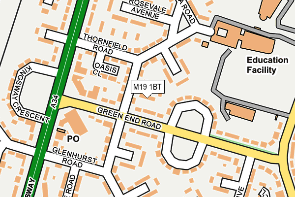 M19 1BT map - OS OpenMap – Local (Ordnance Survey)