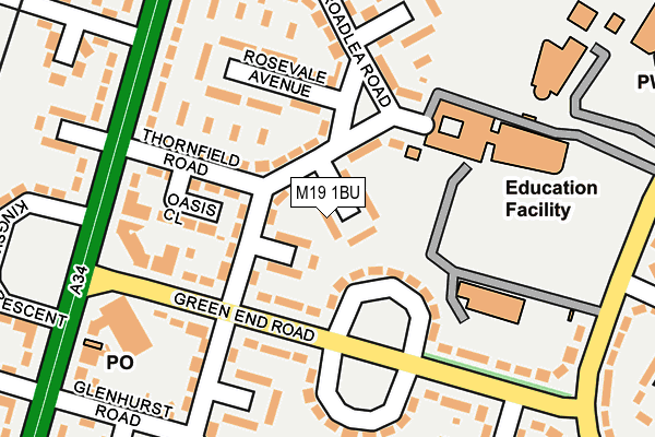 M19 1BU map - OS OpenMap – Local (Ordnance Survey)