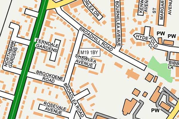 M19 1BY map - OS OpenMap – Local (Ordnance Survey)