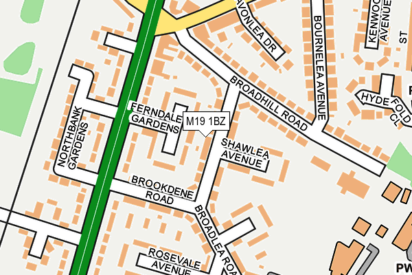 M19 1BZ map - OS OpenMap – Local (Ordnance Survey)