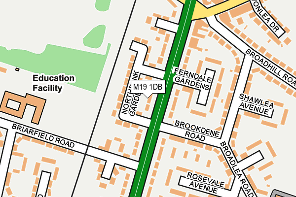 M19 1DB map - OS OpenMap – Local (Ordnance Survey)