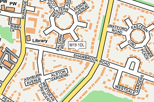 M19 1DL map - OS OpenMap – Local (Ordnance Survey)