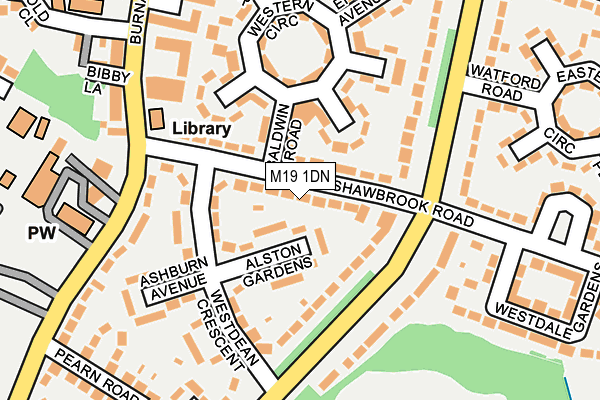 M19 1DN map - OS OpenMap – Local (Ordnance Survey)
