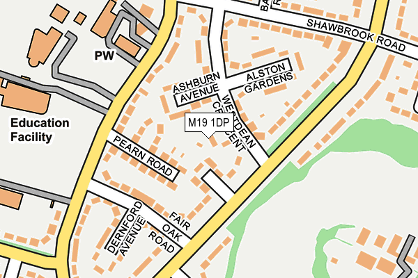 M19 1DP map - OS OpenMap – Local (Ordnance Survey)