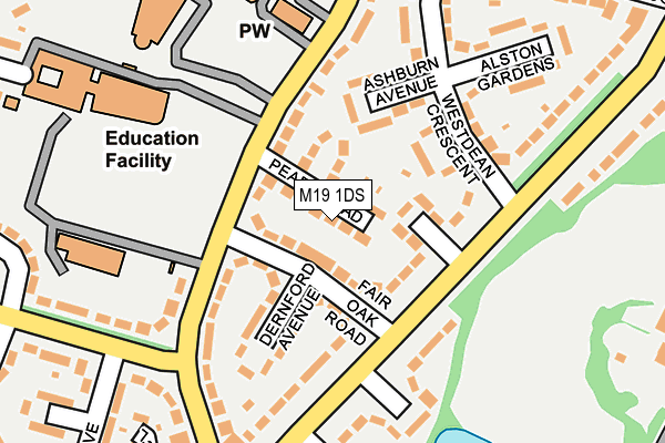 M19 1DS map - OS OpenMap – Local (Ordnance Survey)