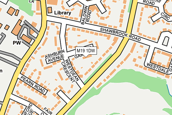 M19 1DW map - OS OpenMap – Local (Ordnance Survey)