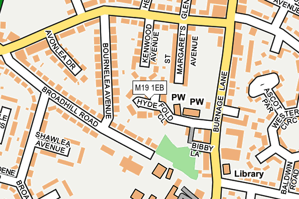 M19 1EB map - OS OpenMap – Local (Ordnance Survey)