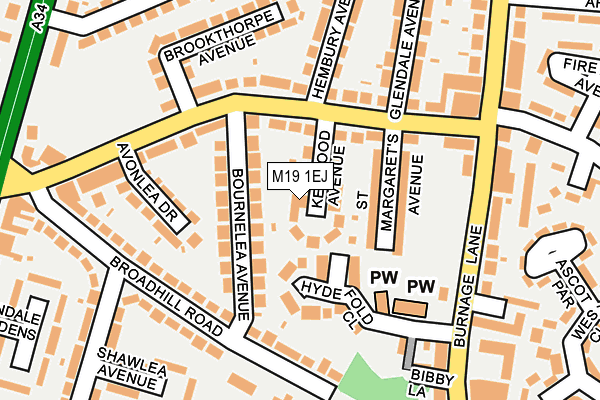 M19 1EJ map - OS OpenMap – Local (Ordnance Survey)