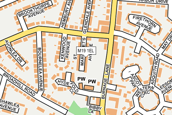 M19 1EL map - OS OpenMap – Local (Ordnance Survey)