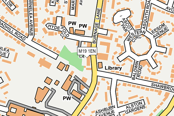 M19 1EN map - OS OpenMap – Local (Ordnance Survey)