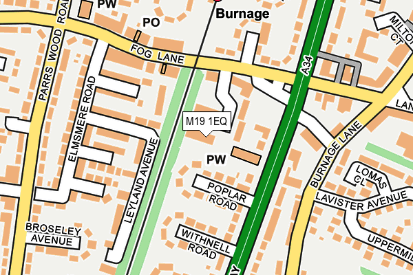 M19 1EQ map - OS OpenMap – Local (Ordnance Survey)