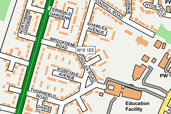 M19 1ES map - OS OpenMap – Local (Ordnance Survey)