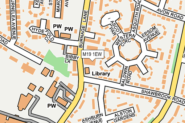 M19 1EW map - OS OpenMap – Local (Ordnance Survey)