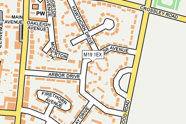 M19 1EX map - OS OpenMap – Local (Ordnance Survey)