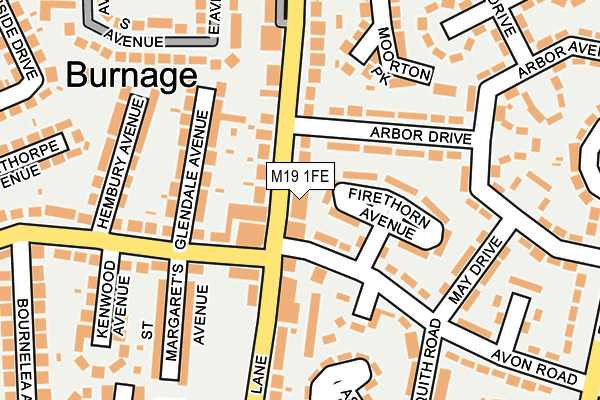 M19 1FE map - OS OpenMap – Local (Ordnance Survey)