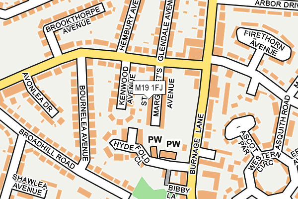 M19 1FJ map - OS OpenMap – Local (Ordnance Survey)