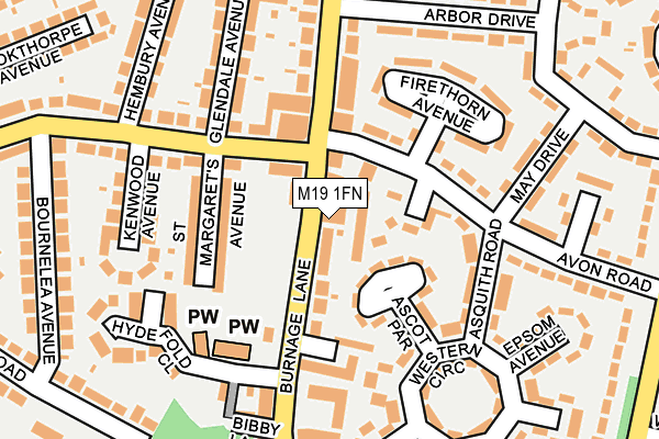 M19 1FN map - OS OpenMap – Local (Ordnance Survey)