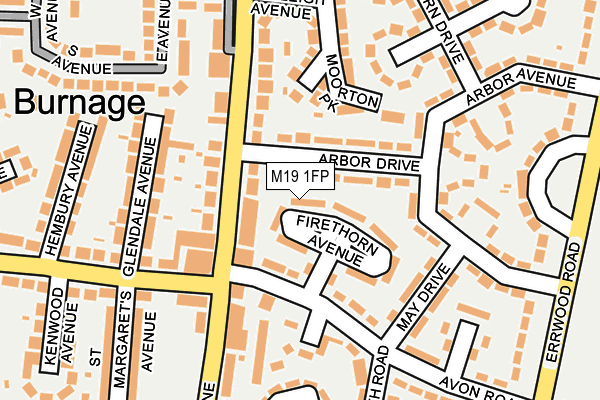 M19 1FP map - OS OpenMap – Local (Ordnance Survey)