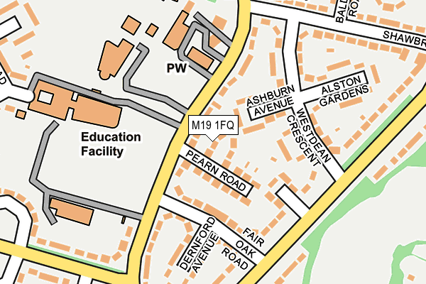 M19 1FQ map - OS OpenMap – Local (Ordnance Survey)