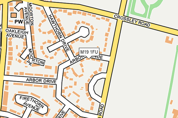 M19 1FU map - OS OpenMap – Local (Ordnance Survey)